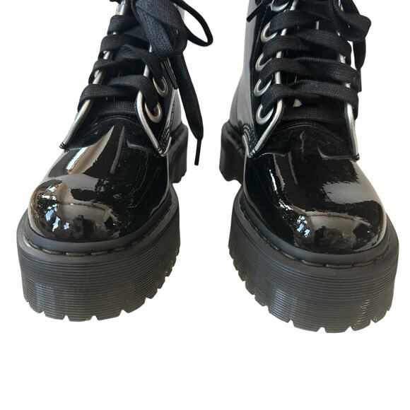 Dr. Martens Molly Boots Black Silver Platform Combat Patent Leather Women's 8 - Picture 7 of 10
